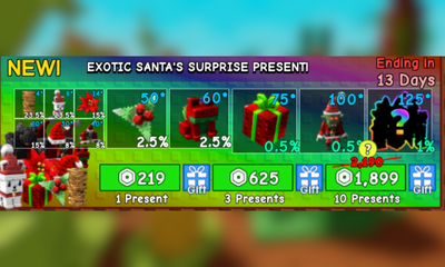 Grow a Garden Exotic Santa's Surprise Presenti -  10 Present 1899